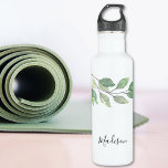 Personalised Watercolor Greenery  710 Ml Water Bottle<br><div class="desc">This personalised water bottle is decorated with watercolor greenery and stylish script typography.
Easily customisable. 
Original Watercolor © Michele Davies.</div>