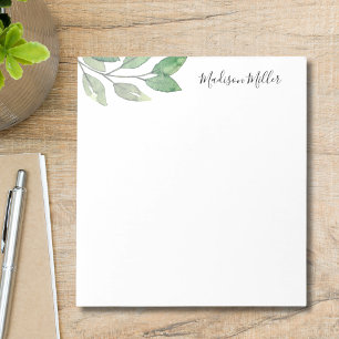 Personalised Watercolor Greenery Notepad