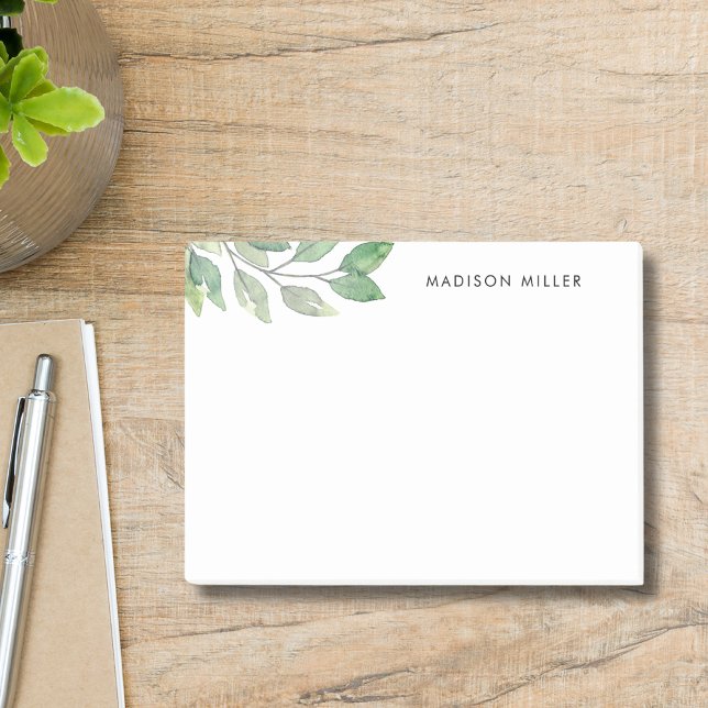  Personalised Watercolor Greenery Post-it Notes (Creator Uploaded)
