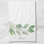 Personalised Watercolor Greenery Tea Towel<br><div class="desc">This unique personalised kitchen towel is decorated with watercolor greenery and stylish script typography.
Easily customisable. Makes a great housewarming gift.
Original Watercolor © Michele Davies.</div>