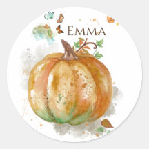 Personalised Watercolor Hand-painted Pumpkin