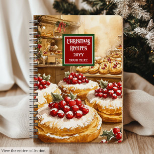 Personalised Watercolor Holiday Cookbook Gift Notebook