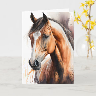 Personalised Watercolor Horse Equine Greeting Card