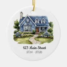 Personalised Watercolor House Ornament Address