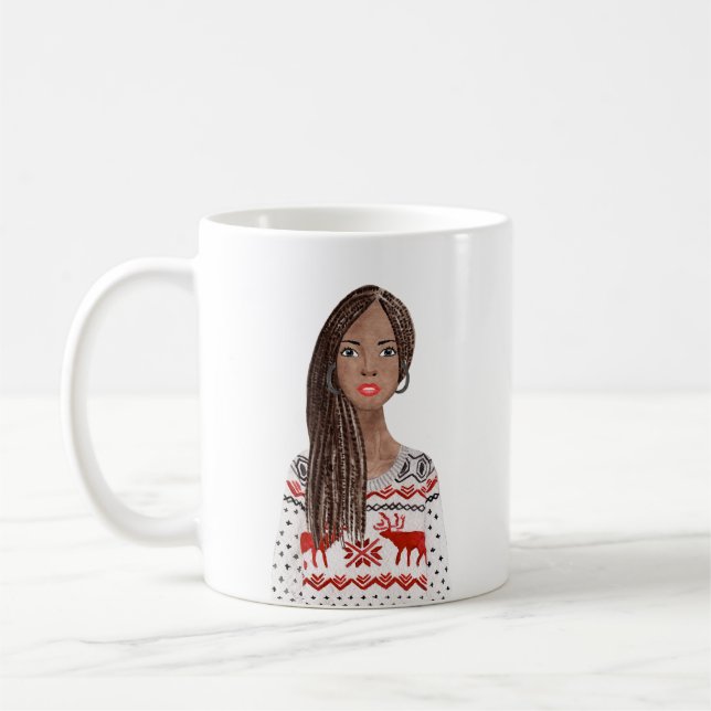 Personalised Watercolor Image Christmas Mug (Left)