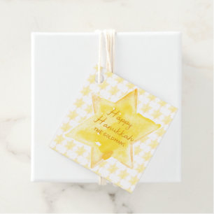 Personalised Watercolor Jewish Star Hanukkah  Favour Tags