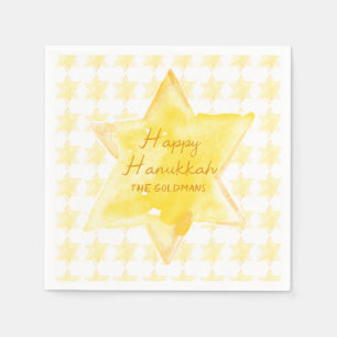 Personalised Watercolor Jewish Star Hanukkah Napkin