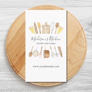 Personalised Watercolor Kitchen Baking Utensils Business Card