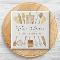 Personalised Watercolor Kitchen Cooking Utensils