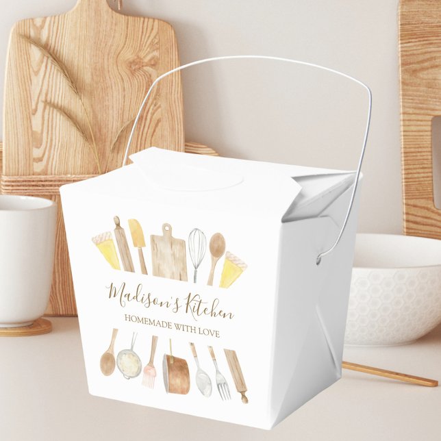 Personalised Watercolor Kitchen Cooking Utensils  Favour Box (In situ)