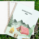 Personalised Watercolor Lakeside Camping Planner<br><div class="desc">Personalised camping planner - perfect for a camper or hiker to plan trips or to use for home business school university etc. Watercolor design with mountain forest lakeside camping scene including tent, campfire smores and camping accessories. The template is set up for you to add your name and the year...</div>