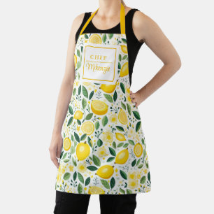 Personalised Watercolor Lemon Chef Women's Apron