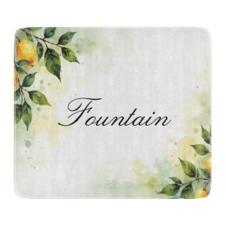 Personalised Watercolor Lemon Glass Cutting Board