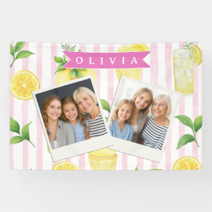Personalised Watercolor Lemonade Cupcake Stripe Banner