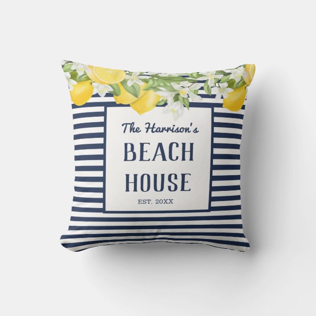 Personalised Watercolor Lemons  Lumbar Pillow (Front)