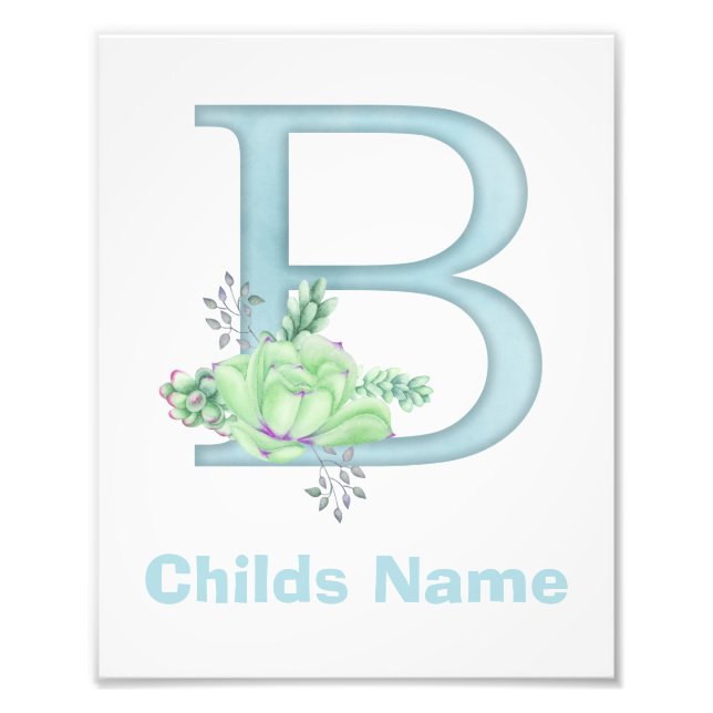 Personalised Watercolor Letter B Photo Print (Front)