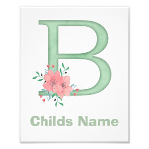 Personalised Watercolor Letter B Photo Print
