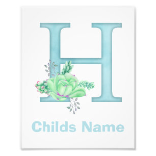 Personalised Watercolor Letter H Photo Print