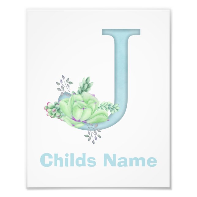 Personalised Watercolor Letter J Photo Print (Front)
