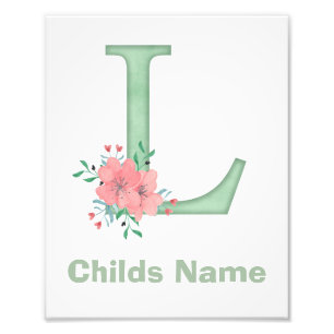 Personalised Watercolor Letter L Photo Print