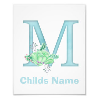 Personalised Watercolor Letter M Photo Print
