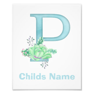 Personalised Watercolor Letter P Photo Print