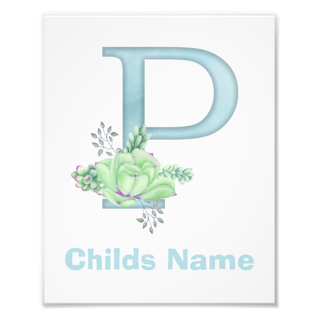Personalised Watercolor Letter P Photo Print (Front)