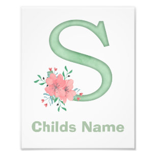 Personalised Watercolor Letter S Photo Print