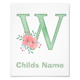 Personalised Watercolor Letter W Photo Print