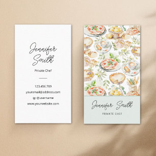 Personalised Watercolor Mediterranean Food Pattern Business Card