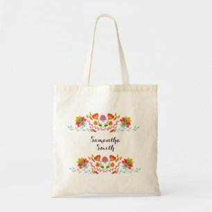 Personalised Watercolor Mexican Floral Tote Bag
