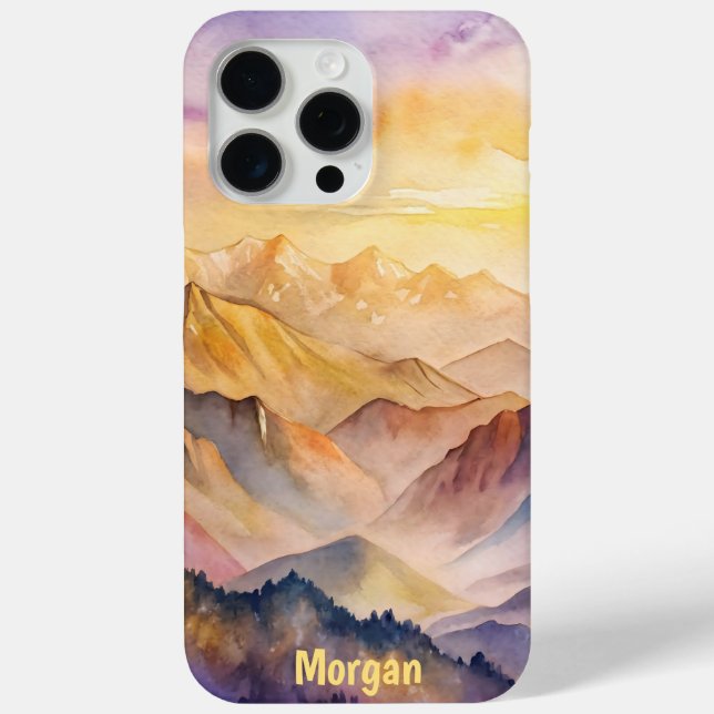 Personalised Watercolor Mountain Sunset Case-Mate iPhone Case (Back)