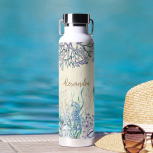 Personalised Watercolor Ocean Sea Life Beach Water Bottle