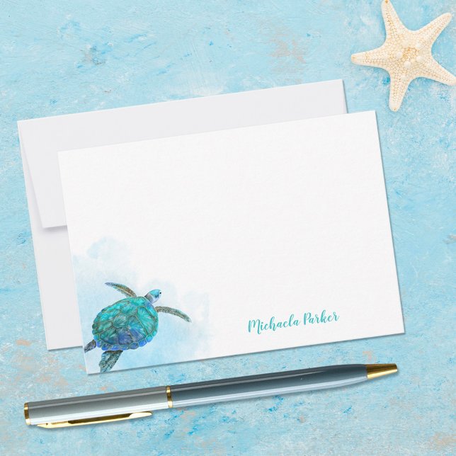 Personalised Watercolor Ocean Sea Turtle  Card (Creator Uploaded)