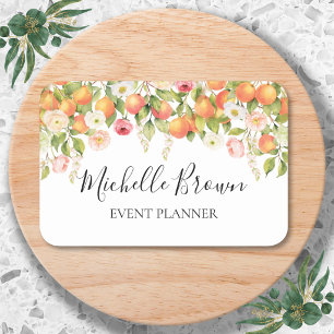 Personalised Watercolor Orange Floral Elegant Name Tag