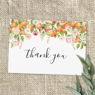 Personalised Watercolor Orange Floral Elegant Thank You Card