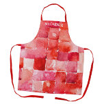 Personalised Watercolor Paint Artist Red Apron<br><div class="desc">This personalised art apron features a unique pattern of vibrant red watercolor squares designed for those who love to create. Perfect for painting, crafting, or cooking the vibrant colours and artistic flair make a it thoughtful gift for artists and creative individuals to showcase their unique style while protecting their clothes....</div>