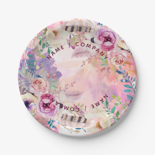 Personalised Watercolor Paper Plates (Front)
