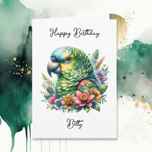 Personalised Watercolor Parrot Birthday Card