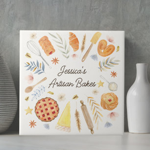 Personalised Watercolor Pastry Baking Bakery Ceramic Tile