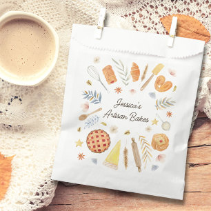 Personalised Watercolor Pastry Baking Bakery Favour Bag