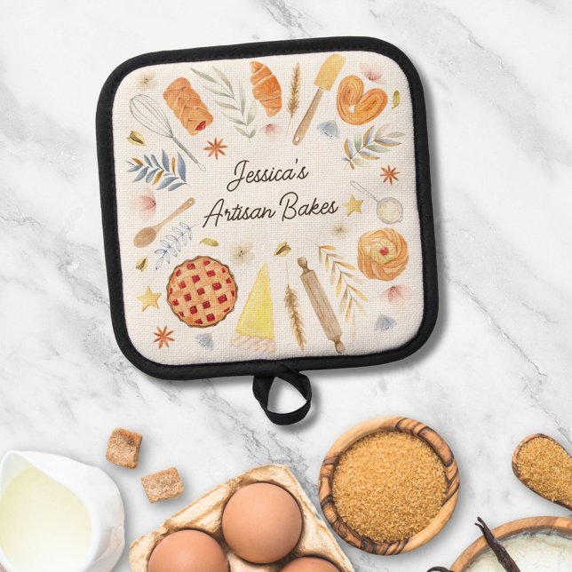 Personalised Watercolor Pastry Baking Bakery Pot Holder (In situ)