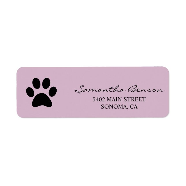 Personalised Watercolor Paw Print Return Address Label (Front)