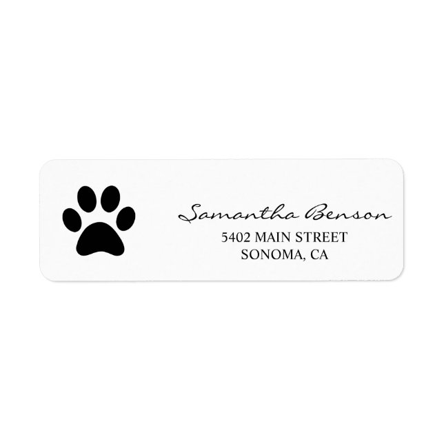 Personalised Watercolor Paw Print Return Address Label (Front)