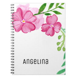 Personalised Watercolor Pink Flowers Notebook