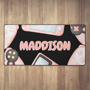 Personalised Watercolor Pink Gaming Desk Mat