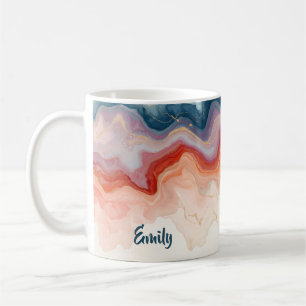 Personalised Watercolor Pink Marble Name Gift Her Coffee Mug