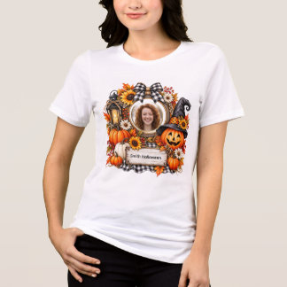 Personalised Watercolor Pumpkin Halloween Tri-Blend Shirt
