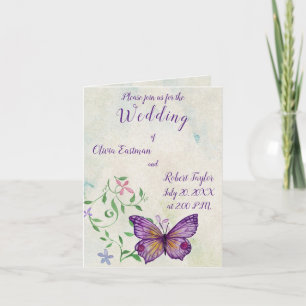 Personalised watercolor purple butterfly invitation