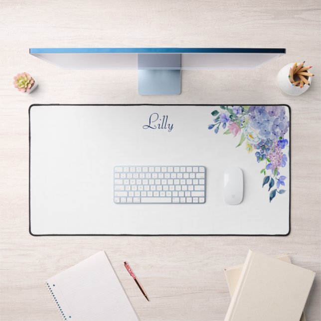  Personalised Watercolor Purple Hydrangeas Desk Mat (Office 1)